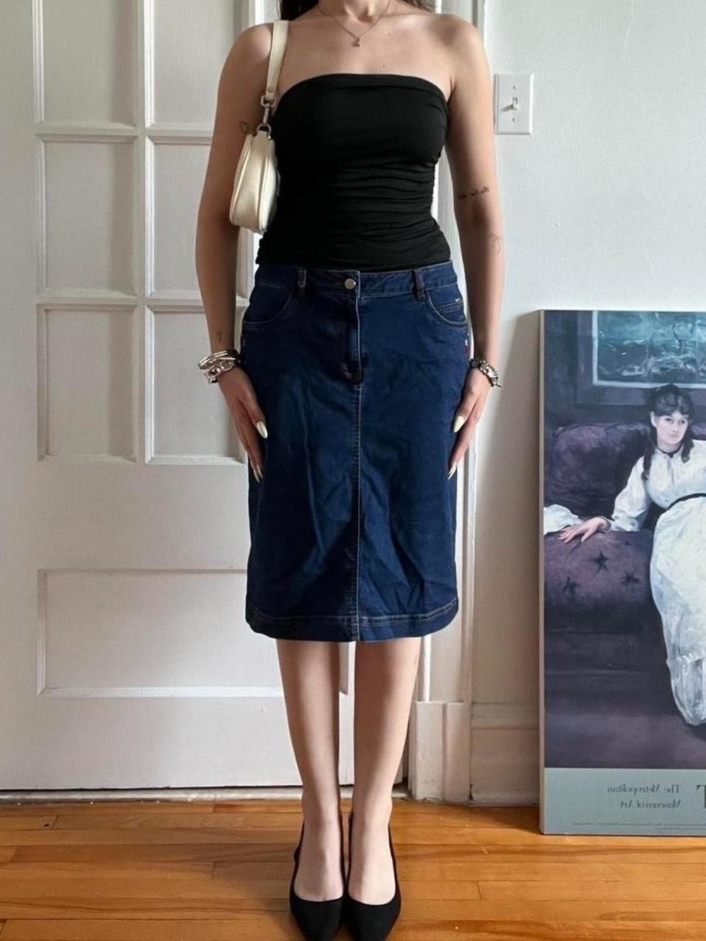 Size 42 Embroidered Jean Skirt